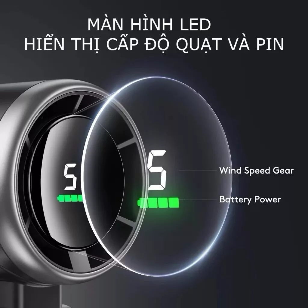 Quạt cầm tay cao cấp N607 Turbo hot 2026 gấp gọn 5 cấp gió mạnh pin lớn mini du lịch | BigBuy360 - bigbuy360.vn
