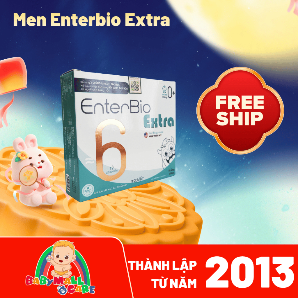 MEN VI SINH ENTERBIO EXTRA – 6 TỶ LỢI KHUẨN BACILLUS + KẼM BISGLYCINATE – GIẢM RỐI LOẠN TIÊU HÓA