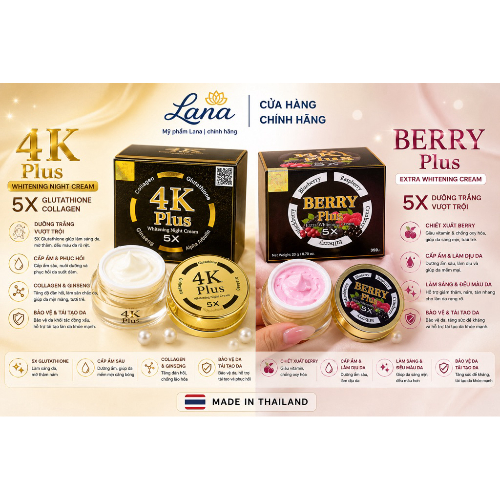 Kem face 4k Berry-plus mẫu mới