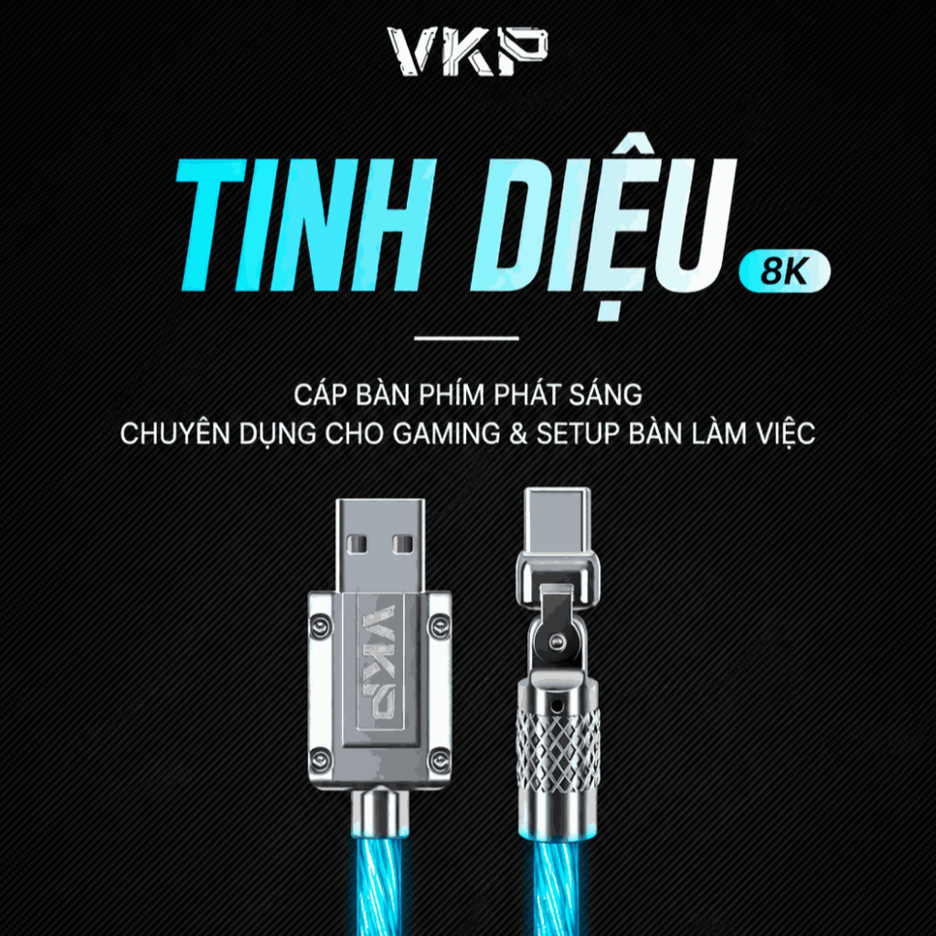Dây Cáp Led VKP Xoay 180 Độ | 8K Polling Rate