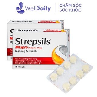 Combo 2 Hộp Viên ngậm STREPSILS MAXPRO kháng viêm, giảm đau họng (Hộp 16 viên)