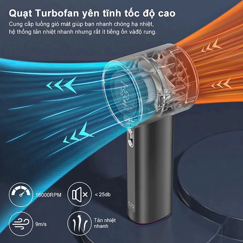 Quạt cầm tay tốc độ cao S001 100 cấp gió điều chỉnh sạc USB màn hình số | BigBuy360 - bigbuy360.vn