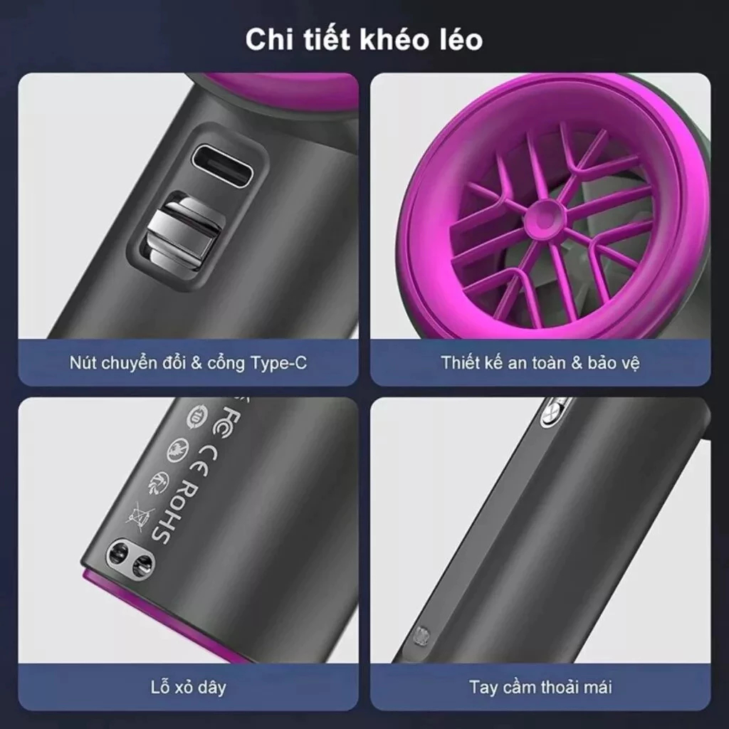 Quạt cầm tay tốc độ cao S001 100 cấp gió điều chỉnh sạc USB màn hình số | BigBuy360 - bigbuy360.vn