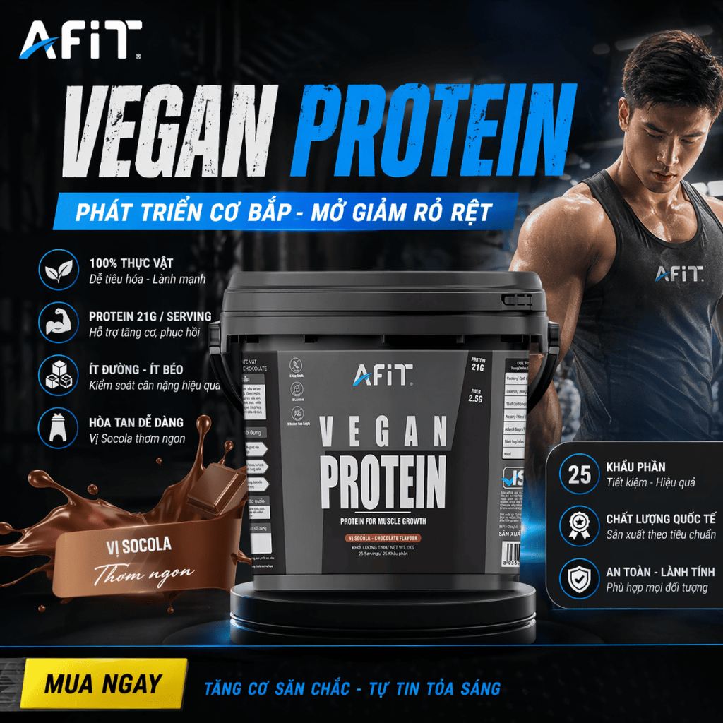 Bột Dinh Dưỡng Vegan Protein Thực Vật Tăng Cơ Giảm Mỡ Cho Gymer - Hàng chính hãng Afit