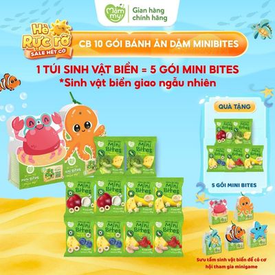 [VOUCHER LIVE] Combo 10 Bánh Ăn Dặm Mini Bites Mămmy bổ sung canxi hỗ trợ tập nhai cho bé từ 6 tháng gói 15g