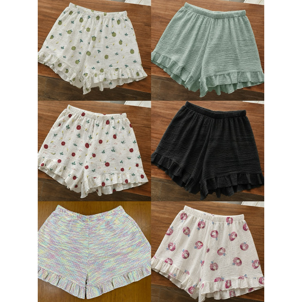Quần đùi xô muslin cotton 100% dún bèo có bigsize