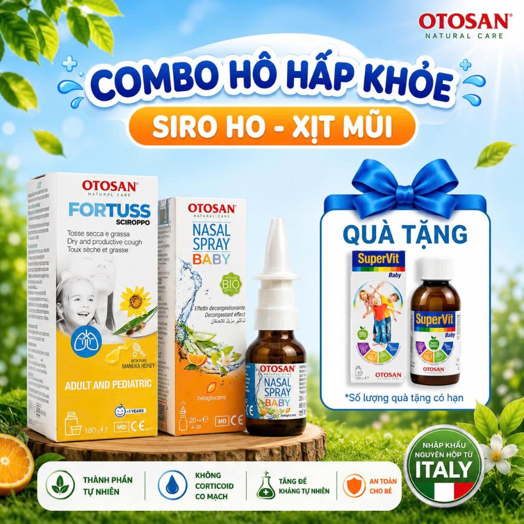 Combo Otosan Baby Xịt Mũi 20ml Và Fortuss 180g Nhập Khẩu Italy