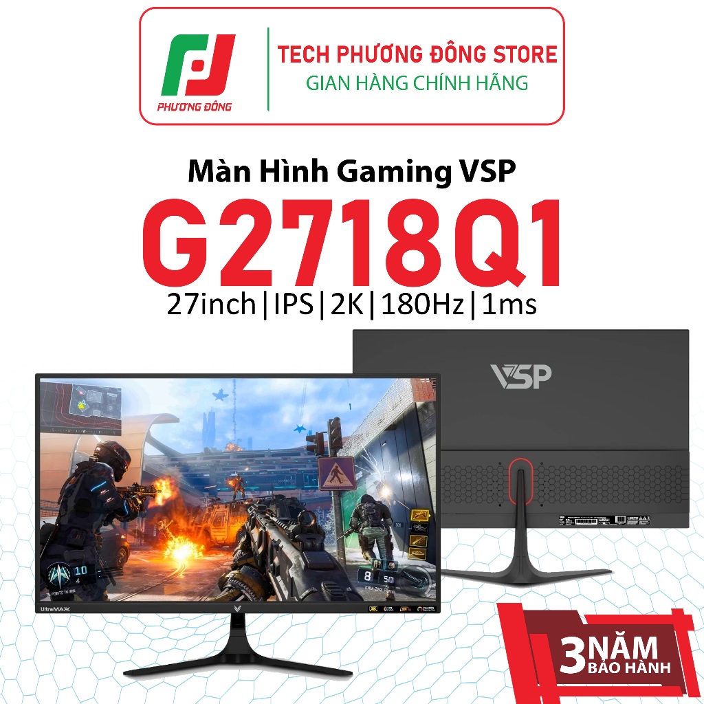 MÀN HÌNH GAMING VSP G2718Q1 27inch IPS 2K 180Hz 1ms | Chính Hãng | Bảo Hành 36 Tháng