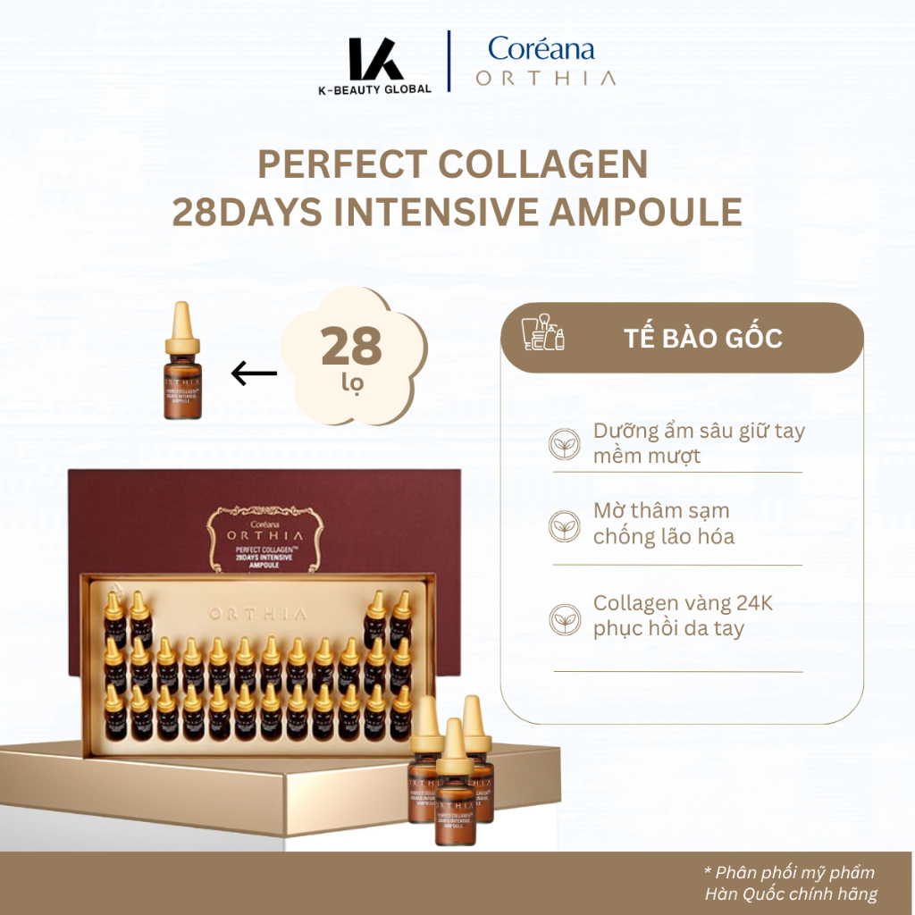 Set Tế Bào Gốc Collagen 28 Ngày Coreana ORTHIA PERFECT COLLAGEN 28DAYS INTENSIVE AMPOULE (1 Hộp 28 l