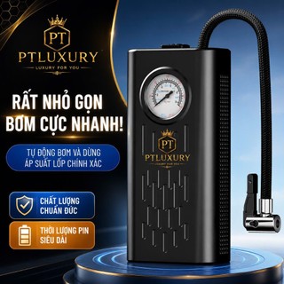 Máy bơm lốp ô tô PTLUXURY không dây tích điện cầm tay sạc USB ngắt tự động, thiết kế nhỏ gọn công suất lớn