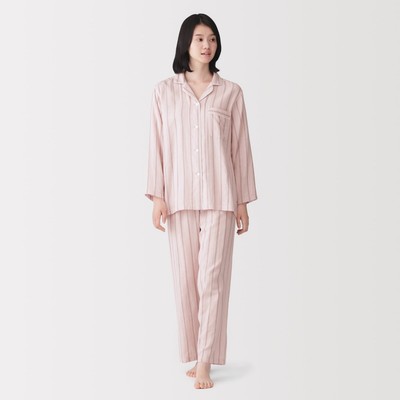 [26AW] MUJI Bộ Đồ Ngủ Tay Dài Vải Double Gauze Không Đường May Bên - Nữ