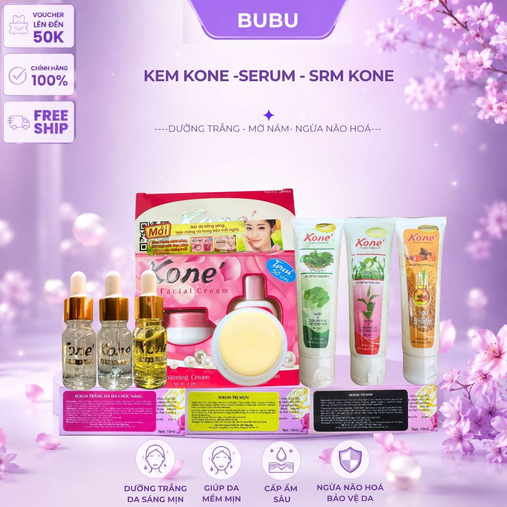 Combo Kem Kone + Sữa Rửa Mặt Kone – Dưỡng Da Mịn Màng, Sáng Tươi Tự Nhiên