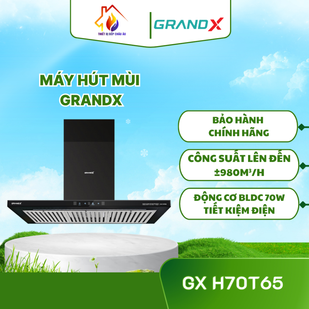 Máy hút mùi áp tường chữ T GrandX GX H70T65 – Giá tốt, hút khỏe, dễ lắp đặt