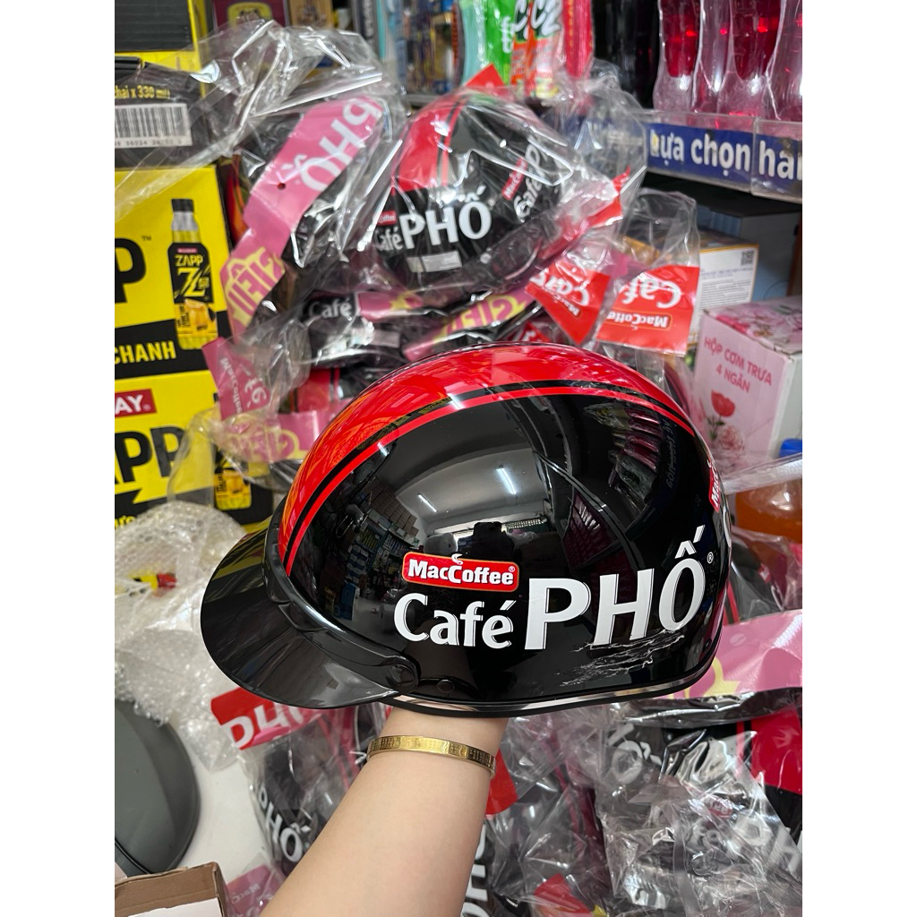 COMBO 2 mũ/nón bảo hiểm nữa đầu cafe phố CÓ DÍNH BĂNG KEO
