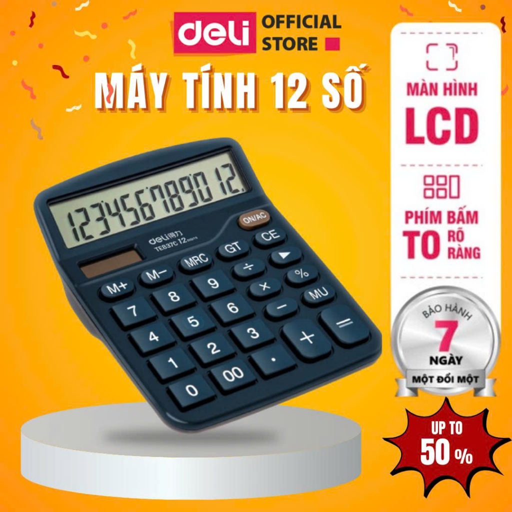 [🔥VOUCHER 20%] Máy Tính Cầm Tay Tính Tiền Để Bàn 12 Số Deli Chất Lượng Cao Màn Hình LCD Dùng Cho Kế Toán | BigBuy360 - bigbuy360.vn