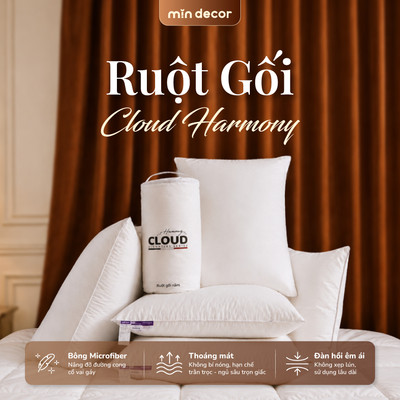 Ruột Gối Lông Vũ Nhân Tạo Cloud Harmony V1 Mịn Decor Size 50x70cm, Ruột Bông Microfiber Êm Ái, Kháng Khuẩn