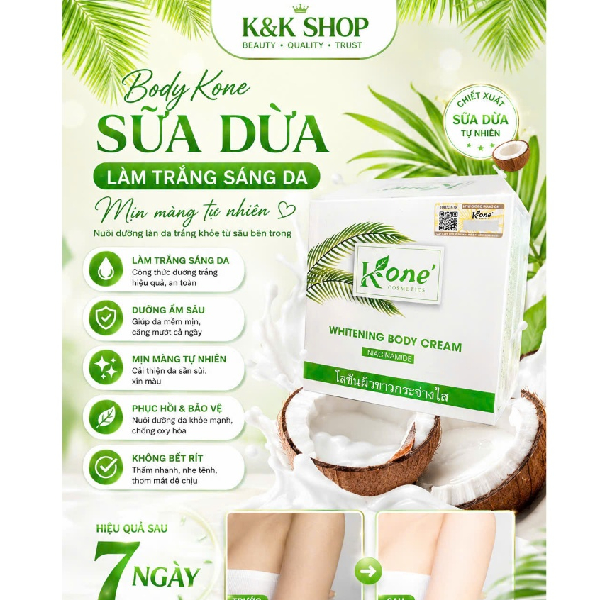 Body Kone sữa dừa chính hãng