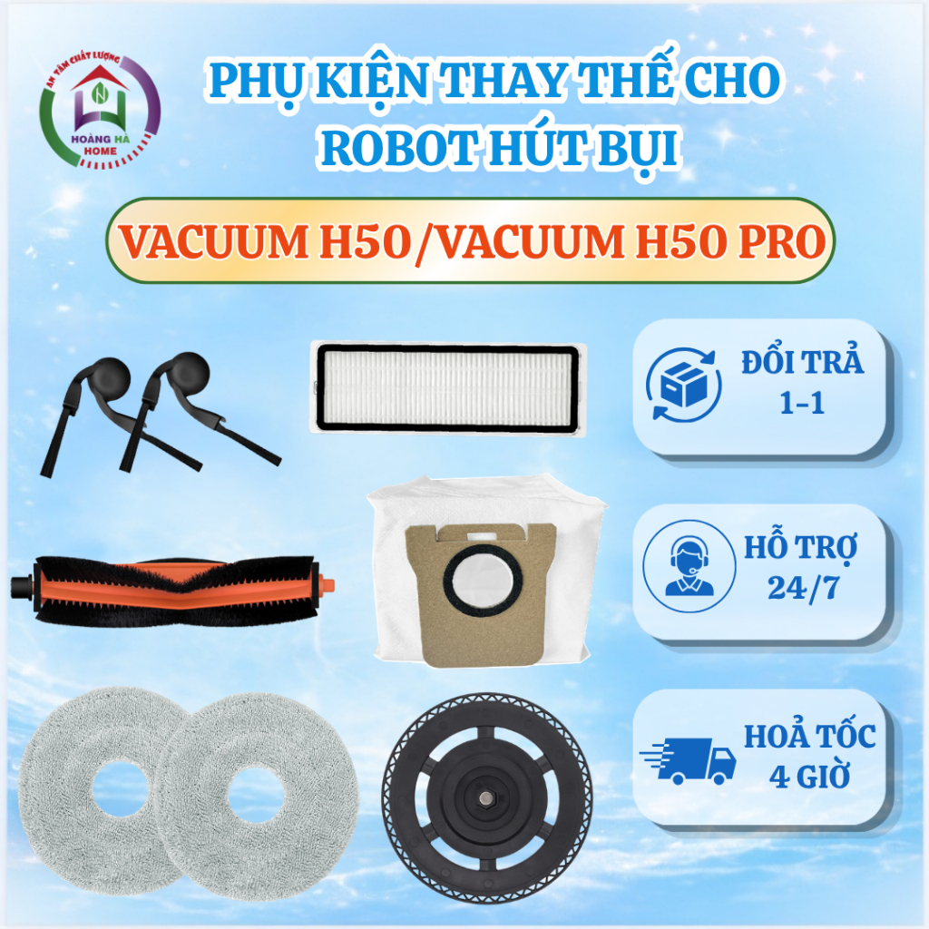 Phụ kiện tương thích cho robot hút bụi Xiaomi Vacuum H50,Xiaomi Vacuum H50 Pro - Phụ kiện robot Vacu