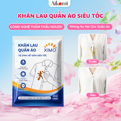 Khăn Lau Quần Áo vệ sinh vết bẩn siêu tốc, vết dầu mỡ, vết son, vết cafe công nghệ độc quyền XIMO