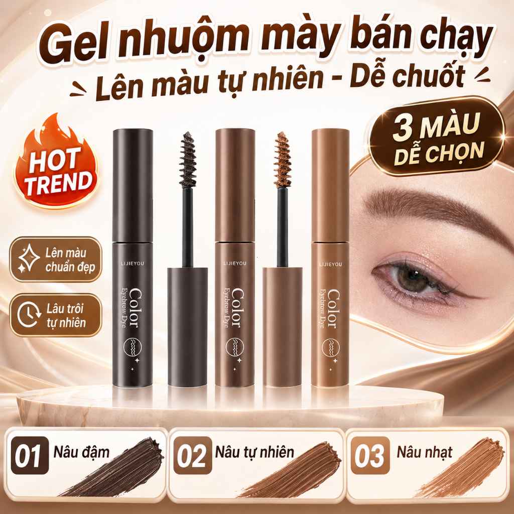 Mascara Lông Mày Dạng Gel Chống Mồ Hôi - Kẻ Mày Chuẩn Nét Sương Sương, Bền Màu Không Bết Dính