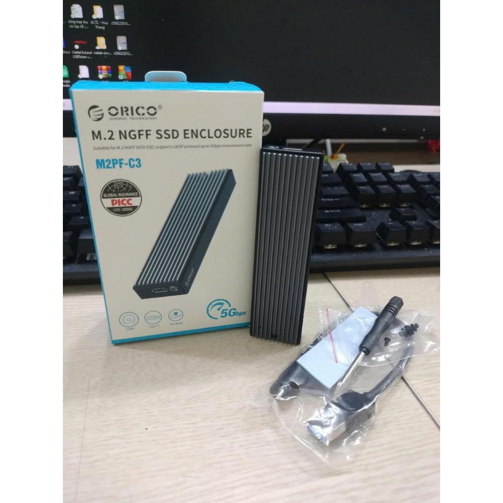 Box ổ cứng SSD M2 NVME M2PV-C3 5G 10G ORICO USB Type-C ( hàng OEM )