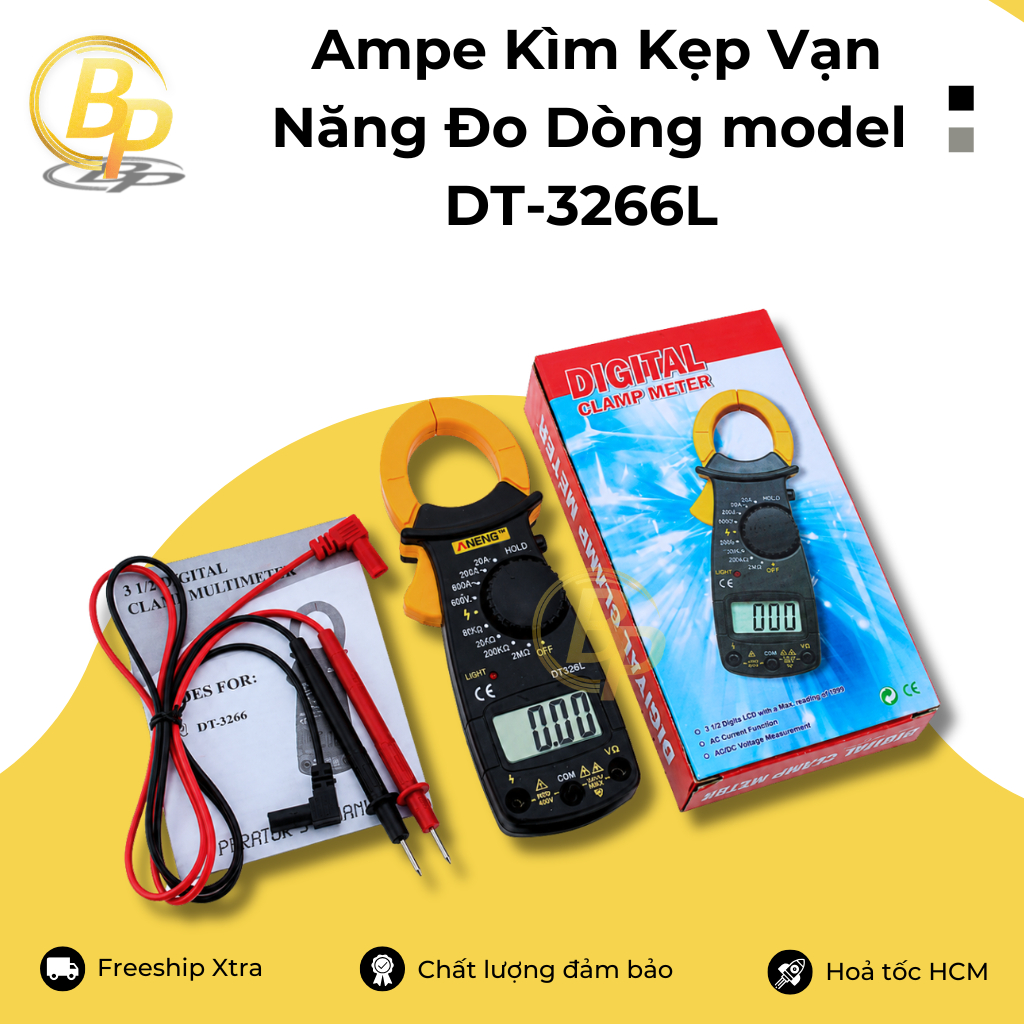 Ampe Kìm Kẹp Vạn Năng Đo Dòng model DT-3266L - Đồng hồ kẹp dòng - Đồng hộ vạn năng