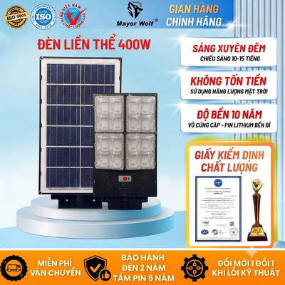 Đèn Đường Liền Thể Năng Lượng Mặt Trời MW0122 300W Mayor Wolf Bảo Hành 2 Năm