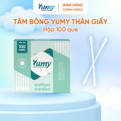 Combo 10 hộp Bông ngoáy tai YUMY 100 chiếc/hộp thân giấy thấm hút tốt đa năng an toàn (TB11_624)