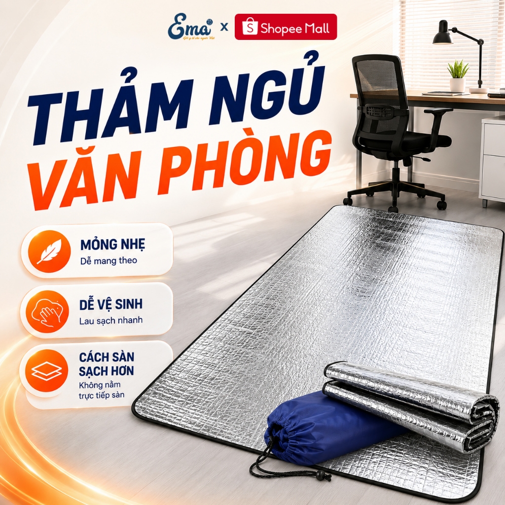 Thảm Ngủ Trưa Văn Phòng EMA Cách Nhiệt Loại Tốt Gấp Gọn Có Túi Đựng Cá Nhân Đa Năng