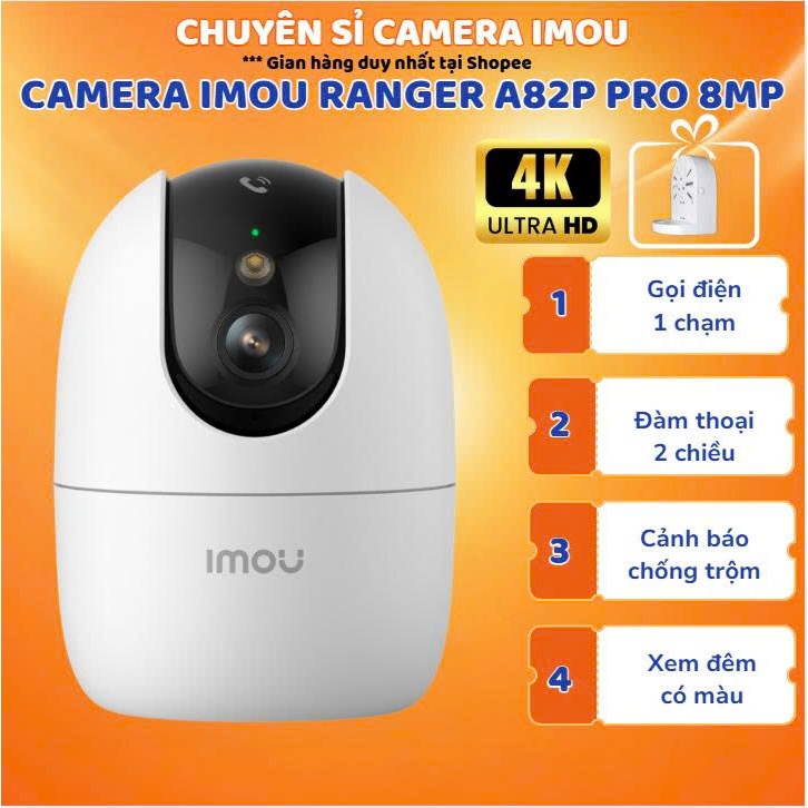 Camera Imou Wifi Trong Nhà Ranger 2 A82P PRO 8MP 4K Ultra HD – Quay Quét 360°, Đàm Thoại, AI Phát Hi