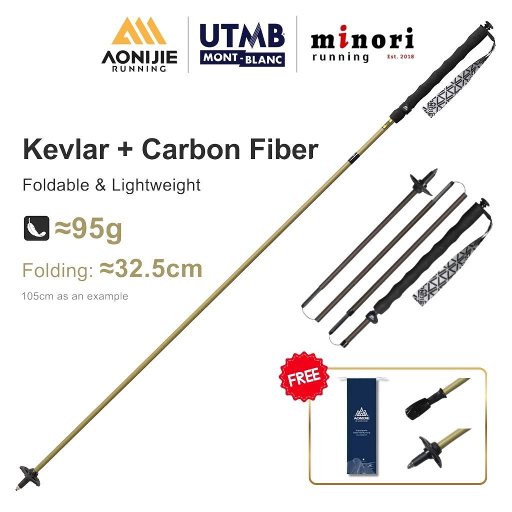 COMBO Hai Gậy Chạy Trail AONIJIE E4220 Gậy Carbon Siêu Nhẹ Công Nghệ Bọc Kevlar Siêu Bền 95g