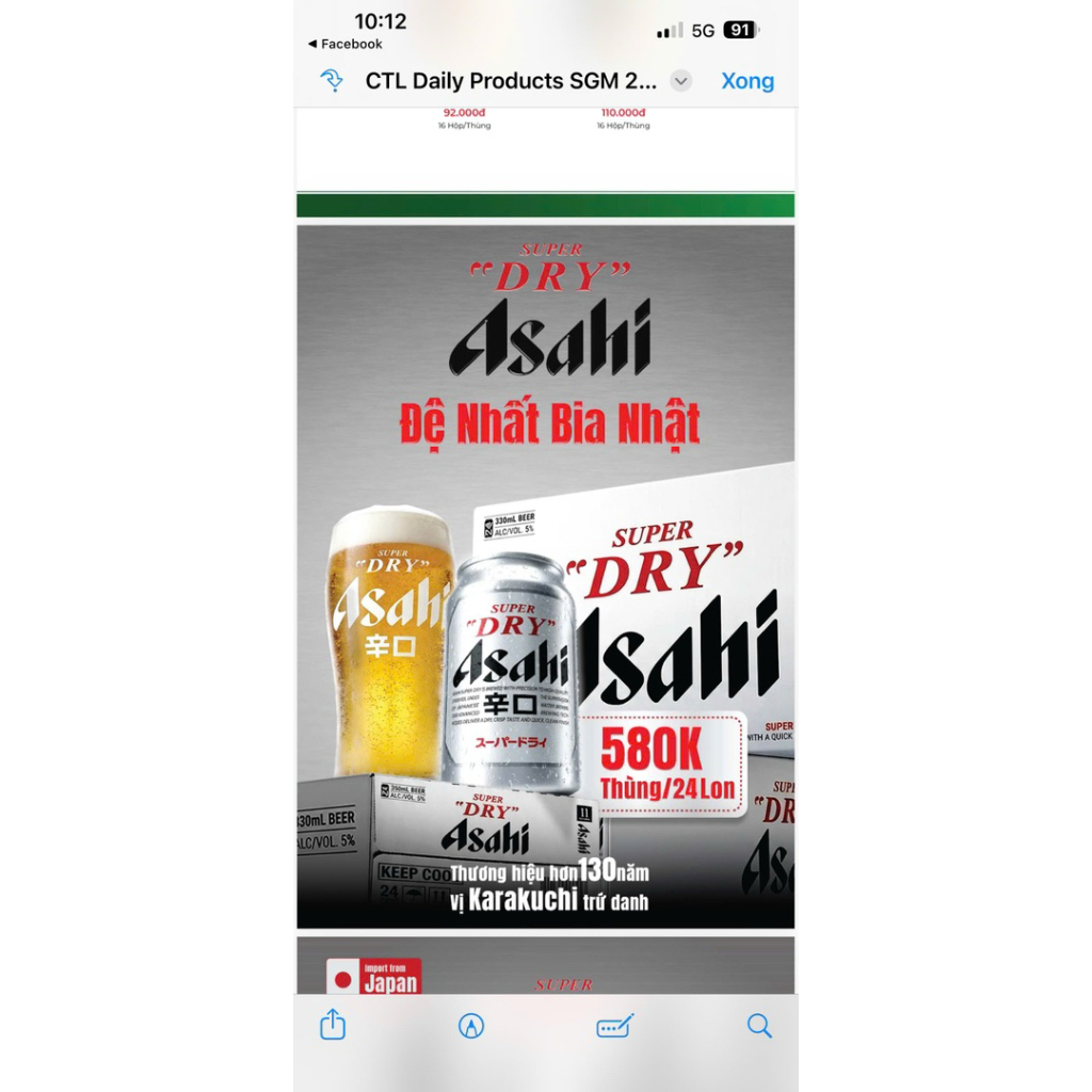 ASAHI SUPER DRY – VỊ BIA NHẬT BẢN lon 330ml date t9/2026