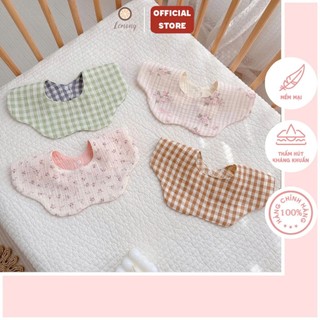Yếm quàng cổ cho bé, yếm hoa muslin điệu đà xinh xắn, cúc bấm điều chỉnh độ rộng