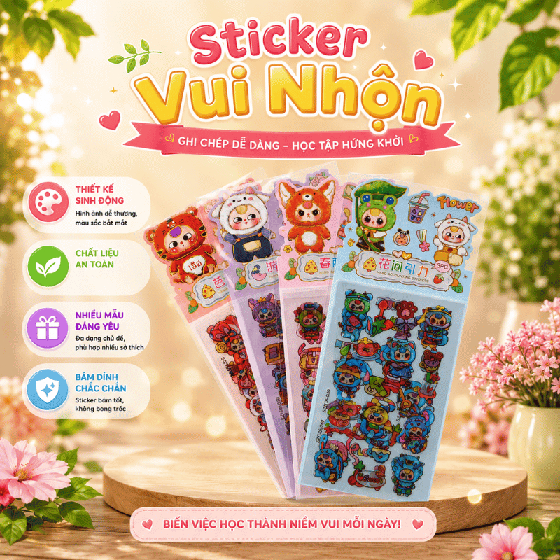 Set 1 Tấm Sticker Trong Suốt Baby Three Siêu Cute - Sticker Trang Trí Sổ Tay, Journal, Planner, Bull