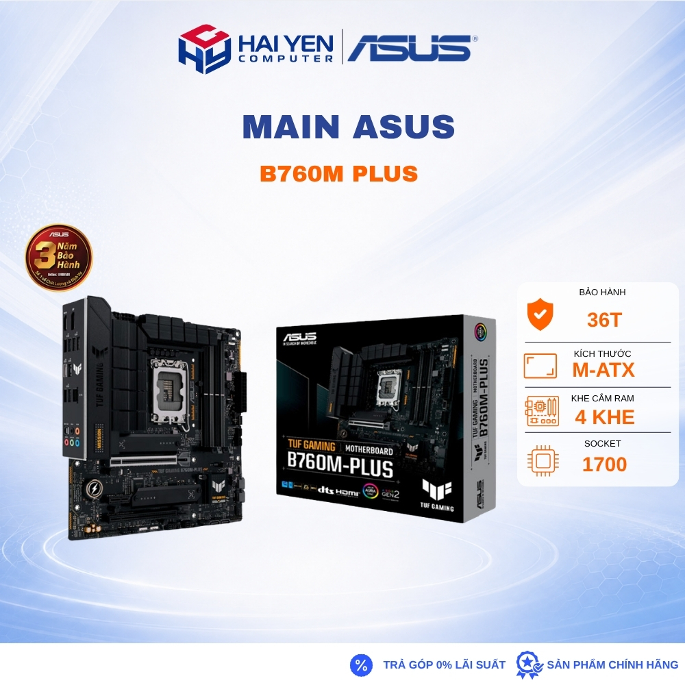 Bảng mạch chính ASUS B760M PLUS TUF GAMING D4 - 4 khe ram