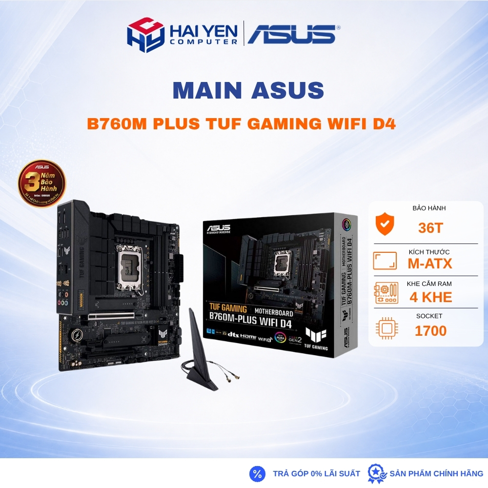 Bảng mạch chính ASUS B760M PLUS TUF GAMING WIFI D4 - 4 khe ram