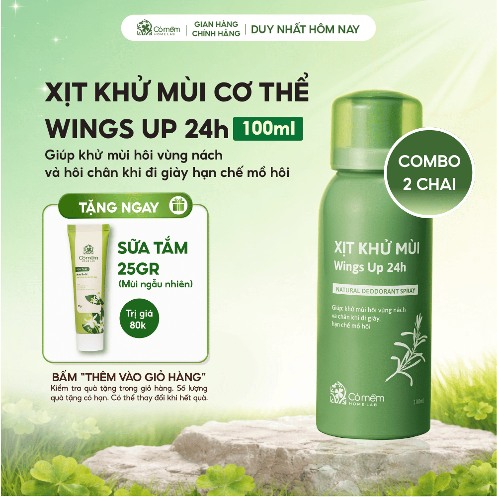 Combo 2 Xịt Khử Mùi Wings Up 24h Khử Mùi Hôi Nách Hôi Chân Giảm Tiết Mồ Hôi Và Ngăn Ngừa Vi Khuẩn Gâ
