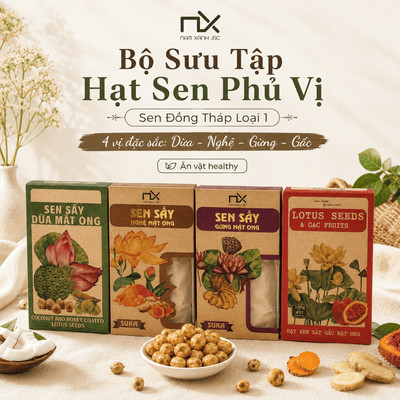 Bộ Sưu Tập Hạt Sen Phủ Vị, Sen Đồng Tháp Loại 1, Phủ Vị Gấc, Dừa, Nghệ, Gừng , Ăn Vặt Healthy