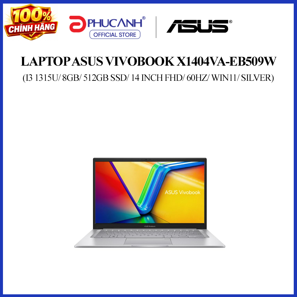 Laptop Asus Vivobook X1404VA-EB509W (I3 1315U/ 8GB/ 512GB SSD/ 14 inch FHD/ 60HZ/ Win11/ Silver)