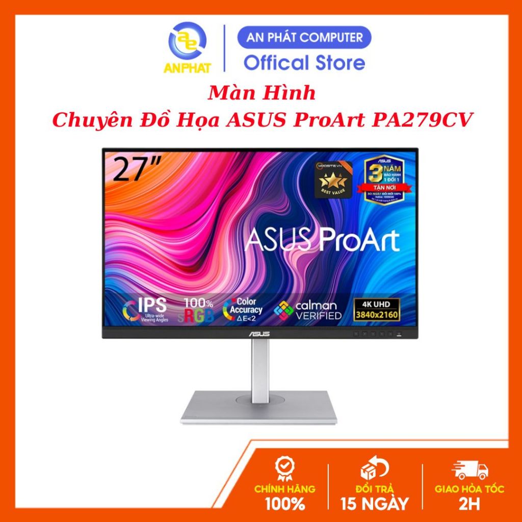 Màn Hình Chuyên Đồ Họa ASUS ProArt PA279CV (27 inch-4K-IPS-100% sRGB-100% Rec. 709-Color Accuracy ΔE