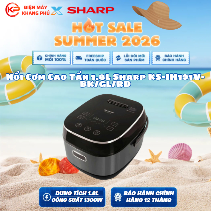 Nồi Cơm Cao Tần 1.8L Sharp KS-IH191V-BK/GL/RD