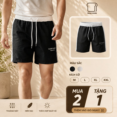 [GIẢM 50%] Quần short nam form trên gối BAMIHOME, quần short chất vải dù cao cấp thoải mái, thoáng khí QB05