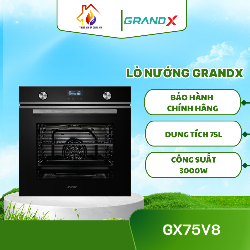 Lò nướng âm tủ GrandX GX75V8 – Hiệu suất cao, nấu ngon đa chức năng