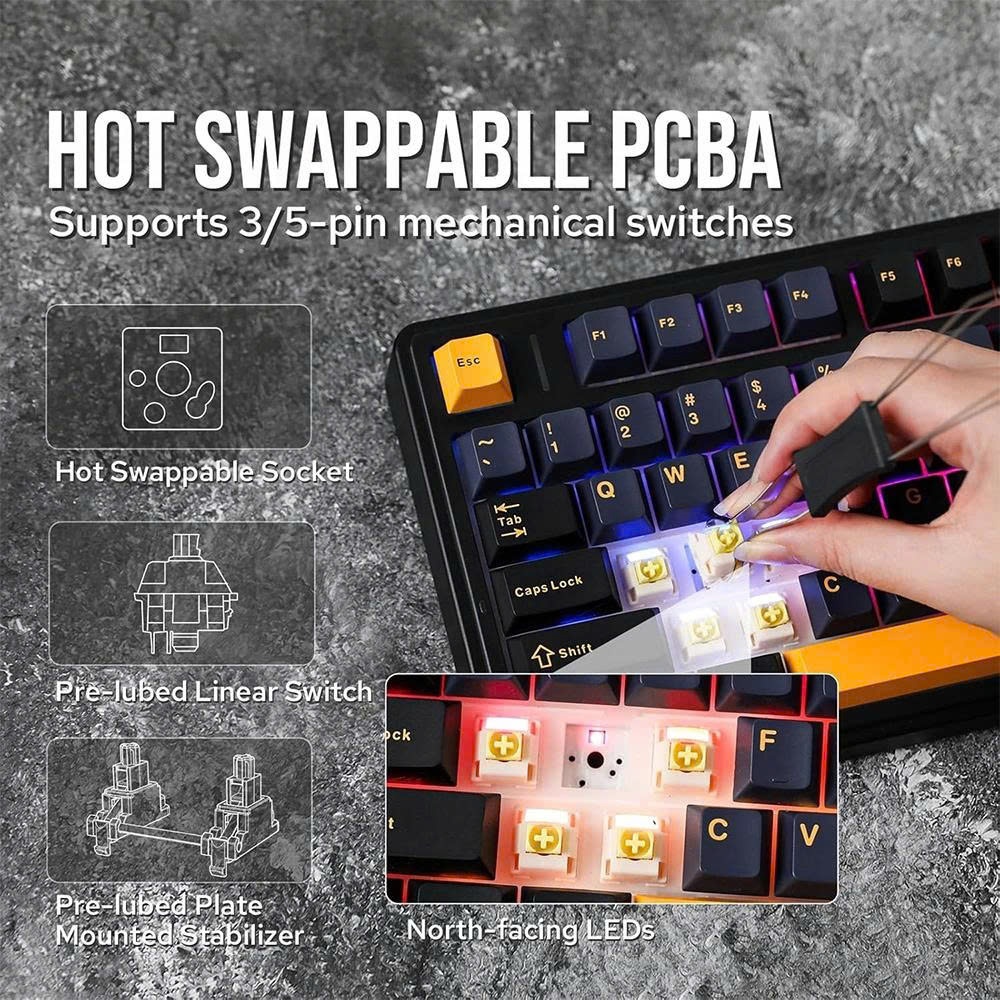[BẢO HÀNH 24 THÁNG] Bàn phím cơ không dây AULA F75 Neo Night/Black - Kết nối 3 chế độ, Hotswap, Có Led RGB | BigBuy360 - bigbuy360.vn