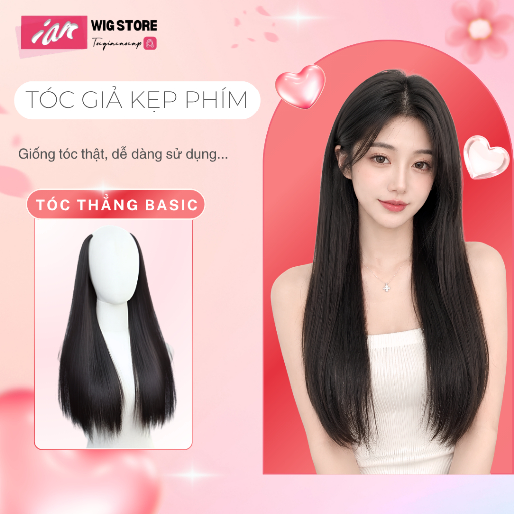 Tóc dải U kẹp phồng thẳng,tóc giả kẹp