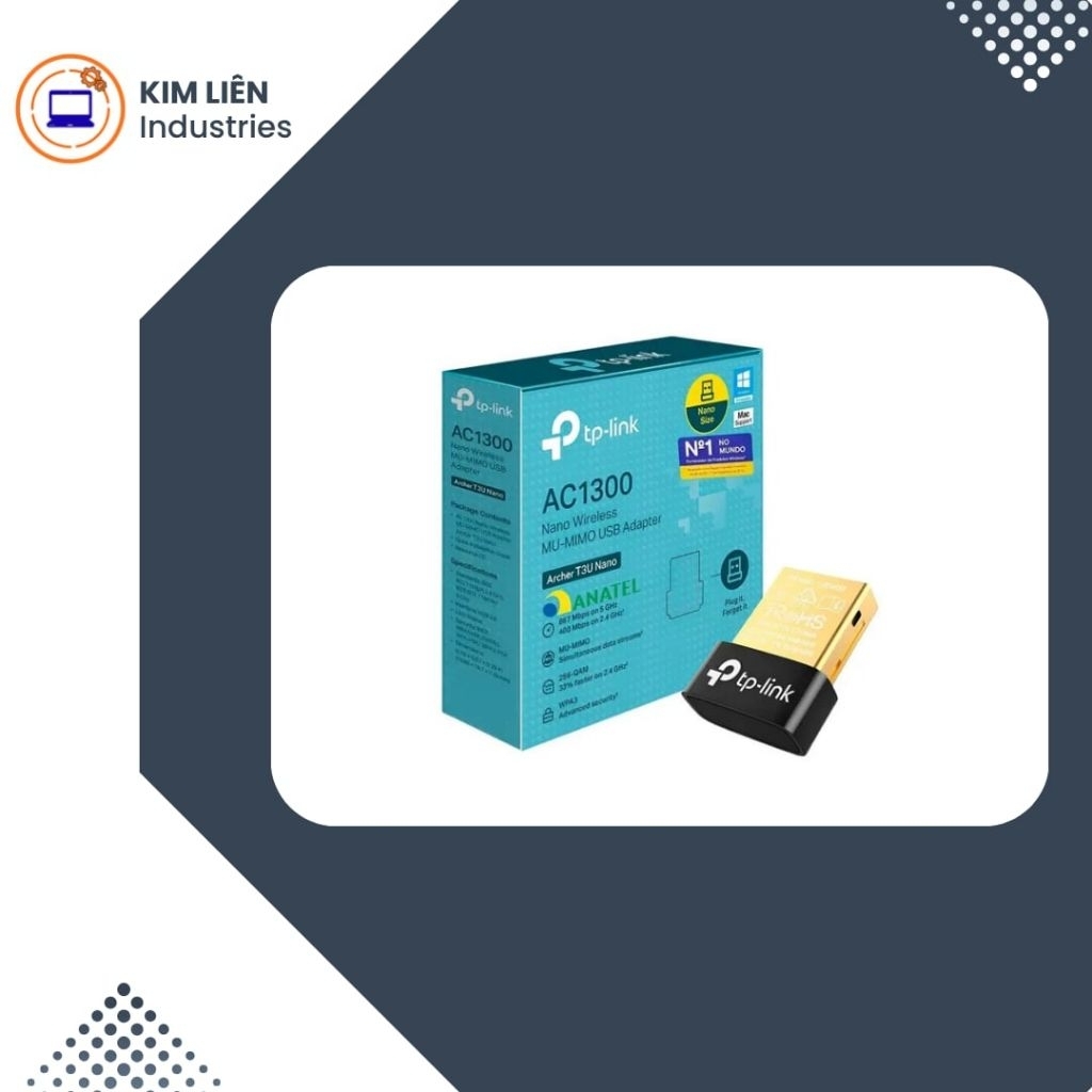 USB WiFi Băng Tần Kép TP-Link Archer T3U Nano AC1300 | Chuẩn Wi-Fi AC1300, USB 2.0.