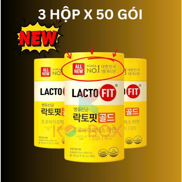 [Chính Hãng] All New Lacto Fit gold màu vàng 50 gói 3 hộp RENEWAL UPGRADE