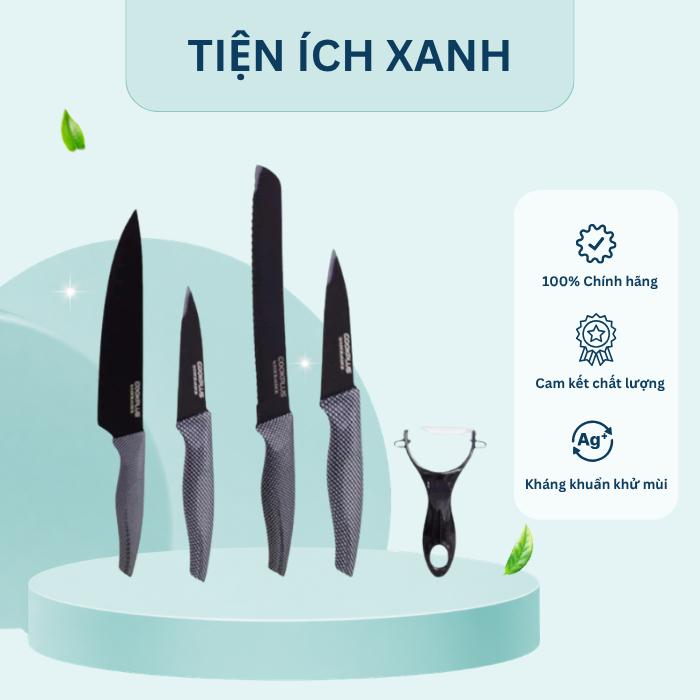 [CKK101S5BLK] Bộ dao nhà bếp 5 món COOKPLUS Lock & Lock