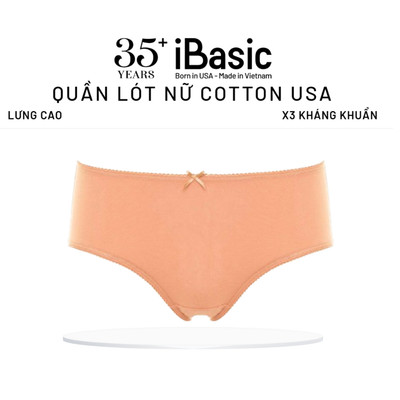  Quần lót nữ iBasic lưng cao trơn cotton USA kháng khuẩn PANW147C
