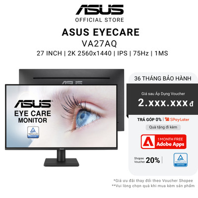 Màn Hình ASUS VA27AQ 27 inch | IPS | 2K | 75Hz | 1ms | LOA [ VIỀN SIÊU MỎNG PHÙ HỢP LẮP BÀN ]